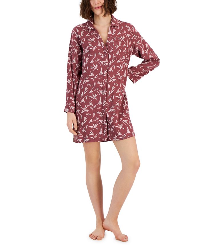 Alfani Women's Printed Point-Collar Chemise Nightgown, Created for Macy ...