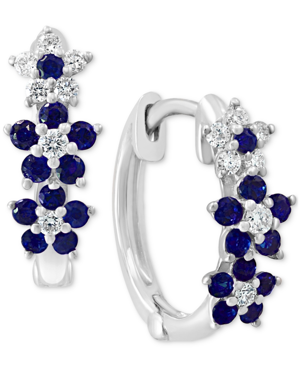 Lali Jewels Ruby (3/8 ct. t.w.) & Diamond (1/8 ct. t.w.) Small Hoop Earrings in 14k Rose Gold ( Also in Sapphire)