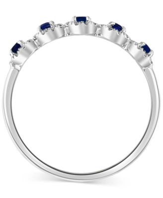 Sapphire (1/3 ct. t.w.) & Diamond (1/6 ct. t.w.) Cluster Band in 14k Rose Gold or 14k White Gold