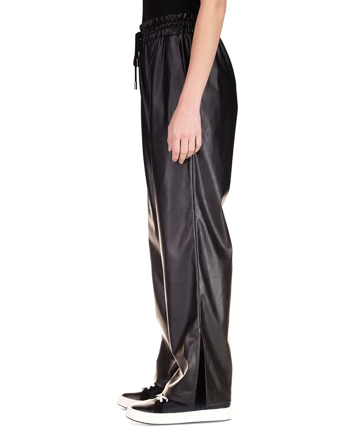 faux leather straight leg pants zara