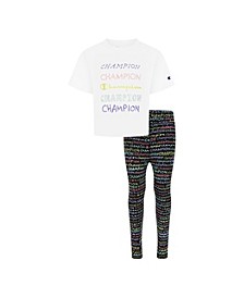 Toddler Girls Boxy T-shirt and All Over Print Leggings, 2 Piece Set