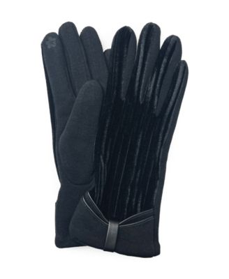 Women's Bow Velvet Touchscreen Gloves