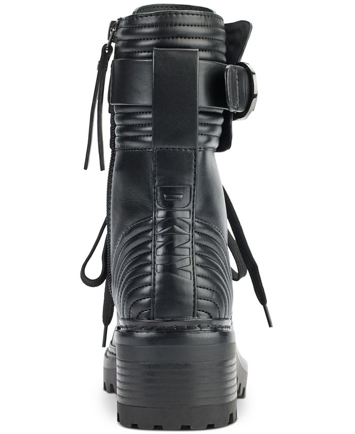 DKNY Women's Basia Buckled Quilted BlockHeel Combat Boots & Reviews