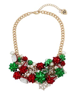 Betsey Johnson Festive Bow Bib Necklace - Macy's