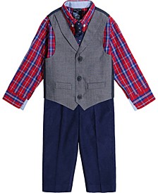 Baby Boys Herringbone and Corduroy Vest, Shirt and Pants, 3 Piece Set