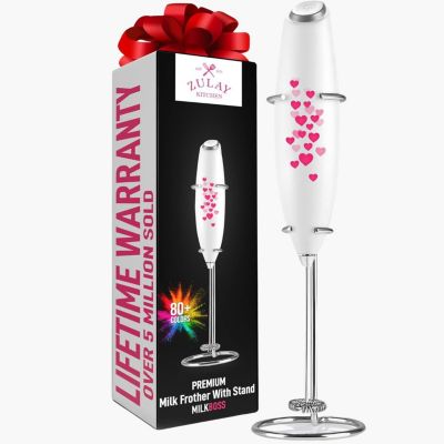 Handheld Milk Frother Stainless Steel Single Whisk with Stand