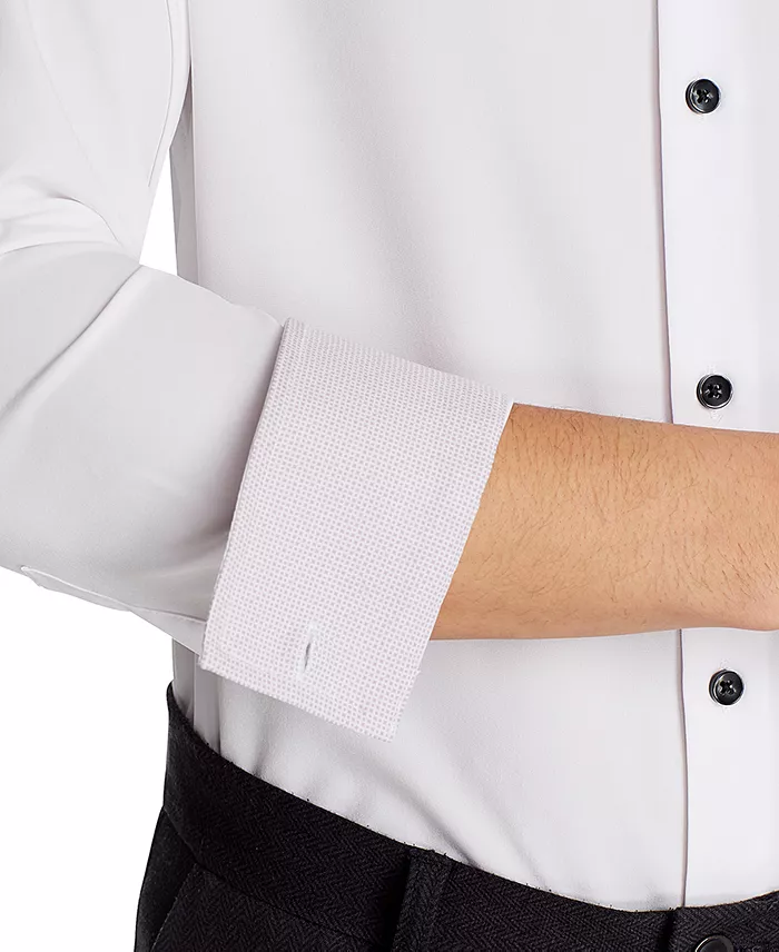 Men's Slim-Fit Solid Performance Stretch Cooling Comfort Dress Shirt - thumbnail 4