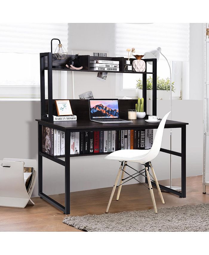Costway Computer Desk with Hutch Bookshelf Storage Wrting Desk Macy's