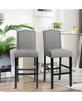 Set of 2 Bar Stools 30'' Upholstered Kitchen Chairs