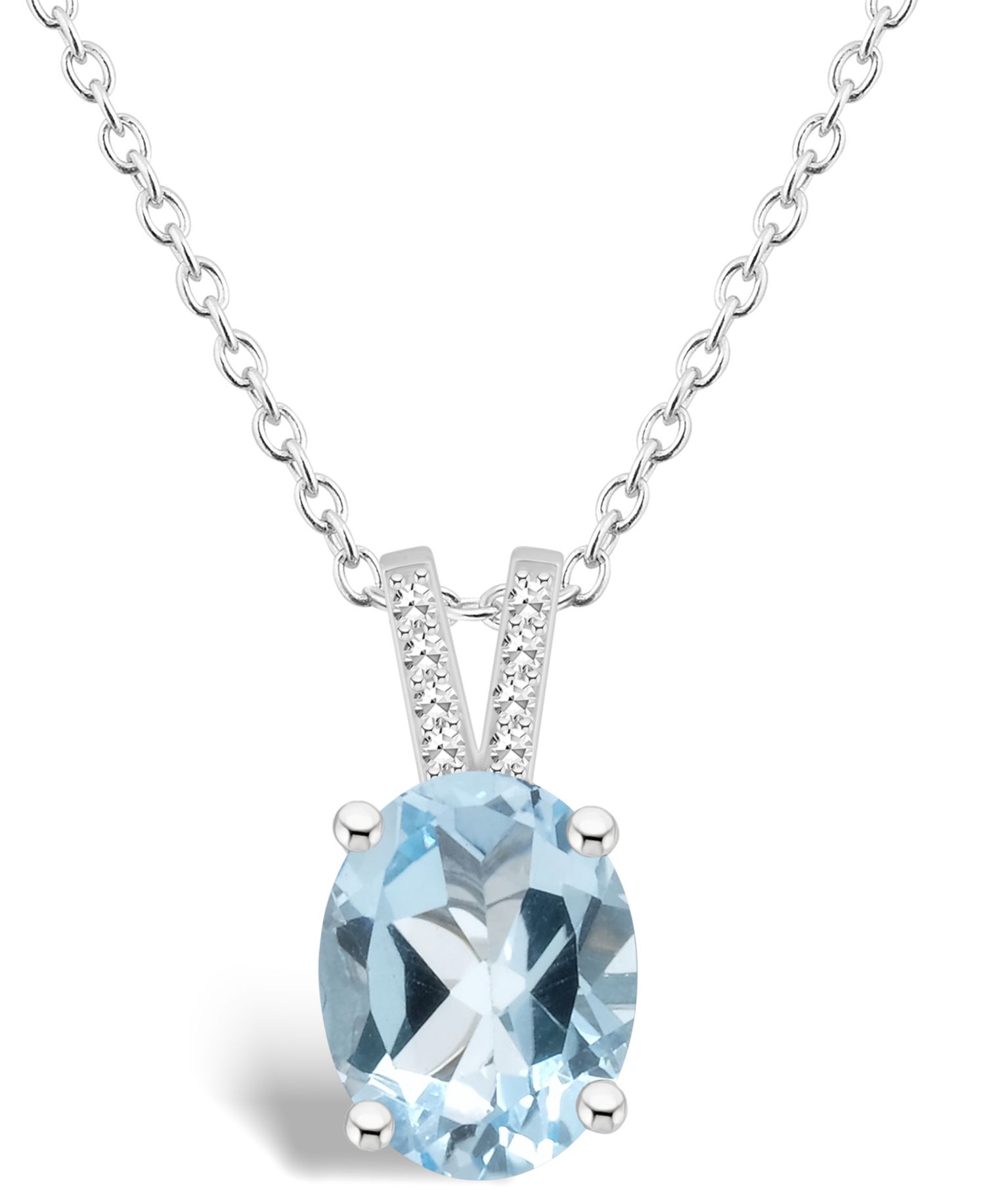 Women's Sky Blue Topaz (3-3/5 ct.t.w.) and Diamond Accent Pendant Necklace in Sterling Silver