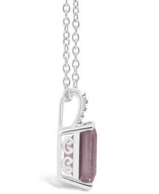Women's Rose Quartz (3-1/6 ct.t.w.) and Diamond Accent Pendant Necklace in Sterling Silver