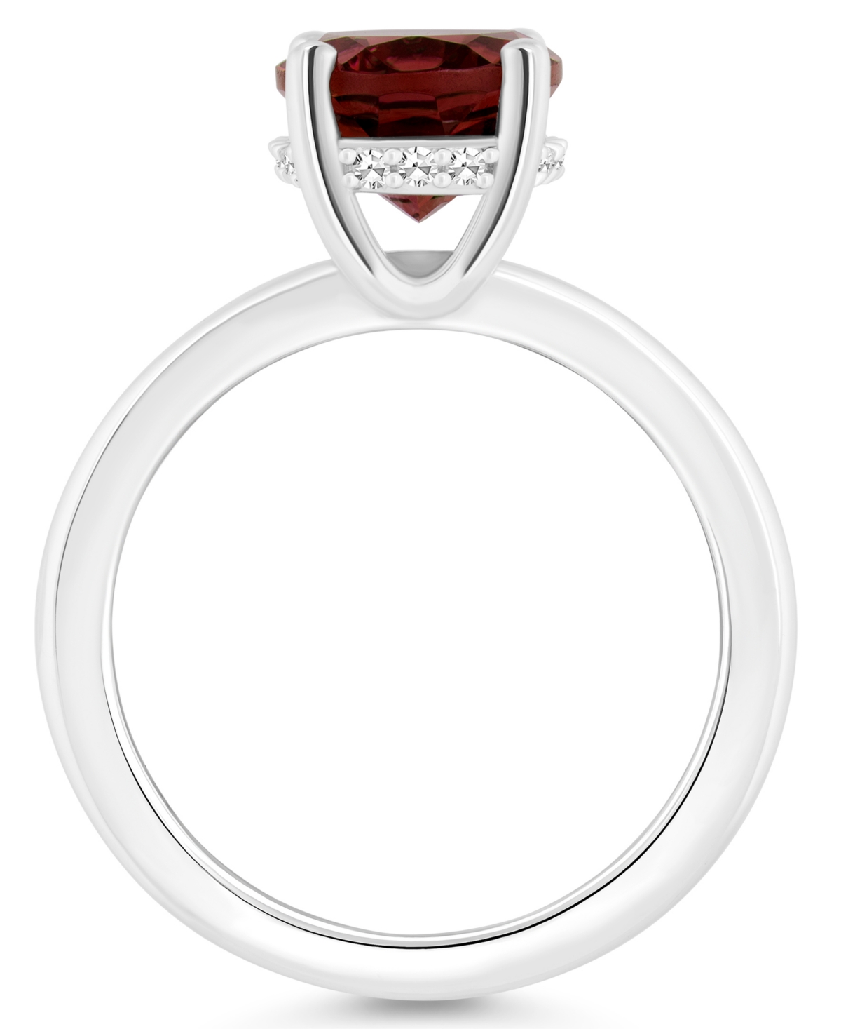 Macy's Women's(3-1/10 ct.t.w.) and Diamond Accent Ring in Sterling Silver - Garnet