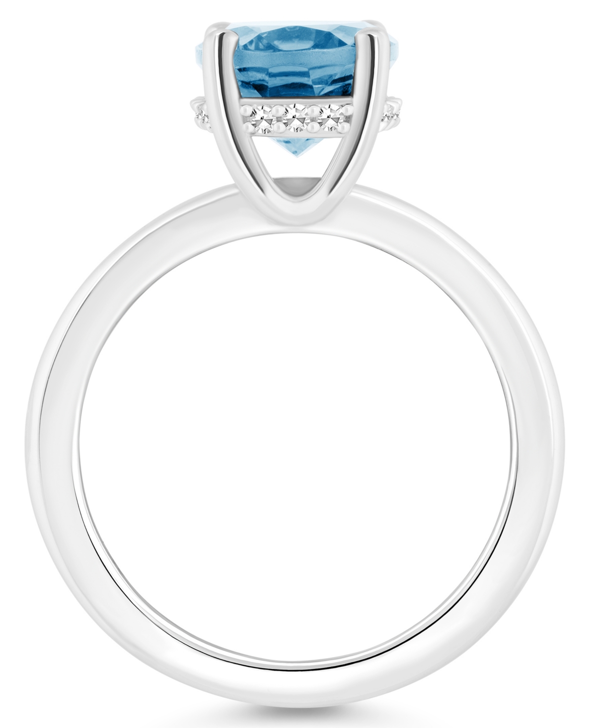 Macy's Women's(3-3/5 ct.t.w.) and Diamond Accent Ring in Sterling Silver - Sky Blue Topaz