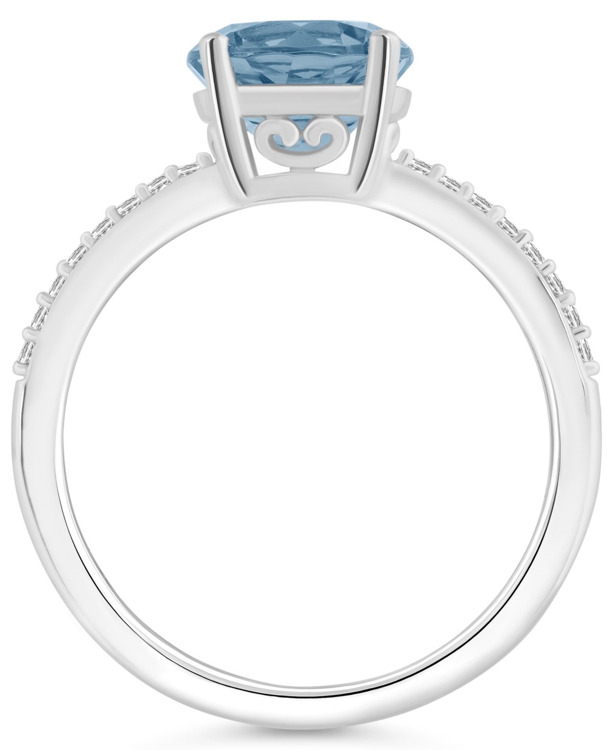 Macy's Women's(2-2/5 ct.t.w.) and Diamond (1/10 ct.t.w.) Ring in Sterling Silver - Sky Blue Topaz