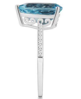 Women's London Blue Topaz (3-2/3 ct.t.w.) and Diamond (1/10 ct.t.w.) Ring in Sterling Silver