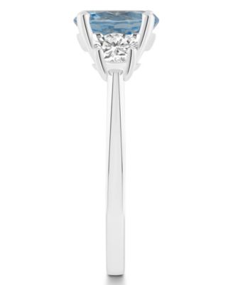 Women's Sky Blue Topaz (2-2/5 ct.t.w.) and White Topaz (2/3 ct.t.w.) 3-Stone Ring in Sterling Silver