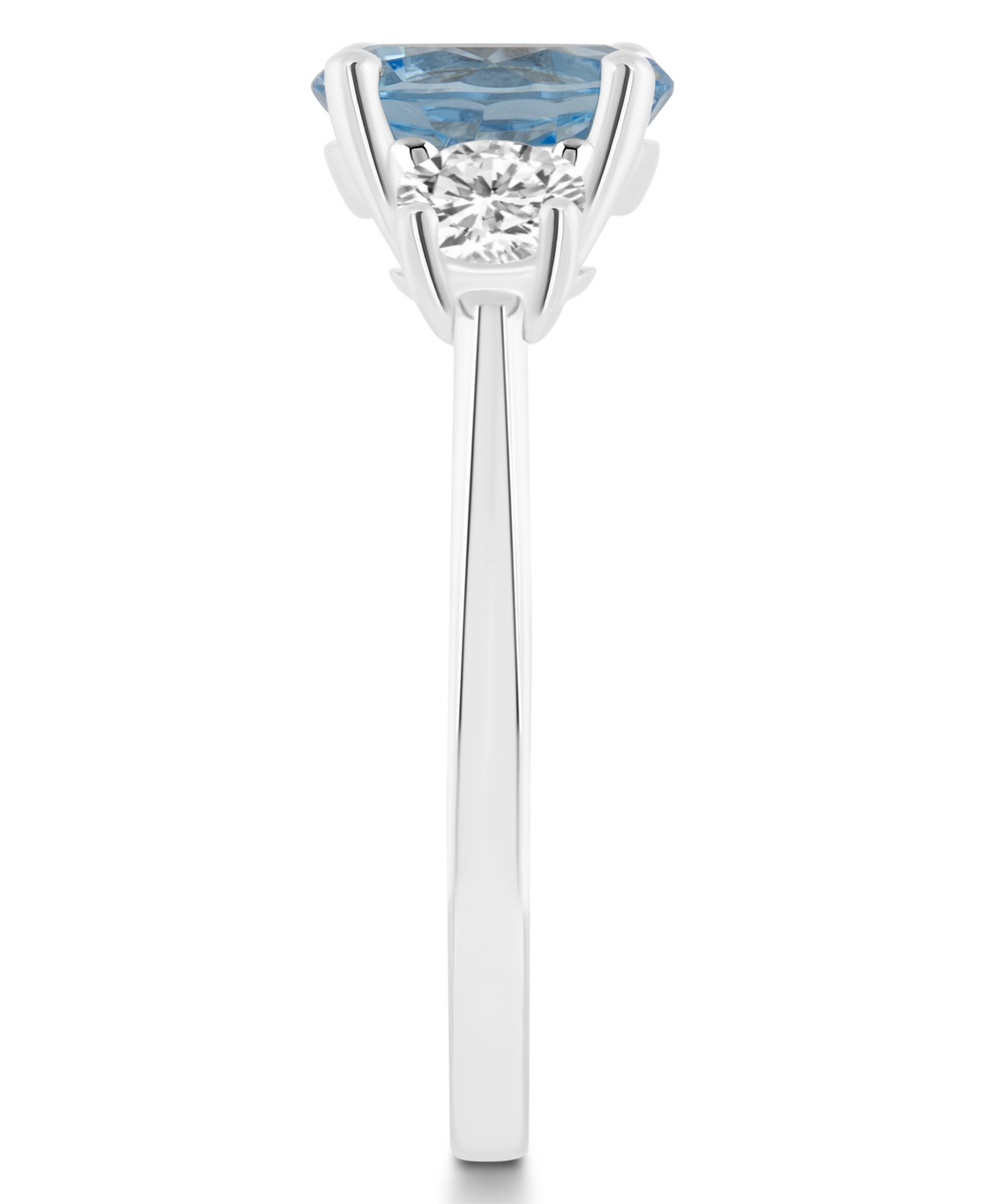 Macy's Women's(2-2/5 ct.t.w.) and White Topaz (2/3 ct.t.w.) 3-Stone Ring in Sterling Silver - Sky Blue Topaz