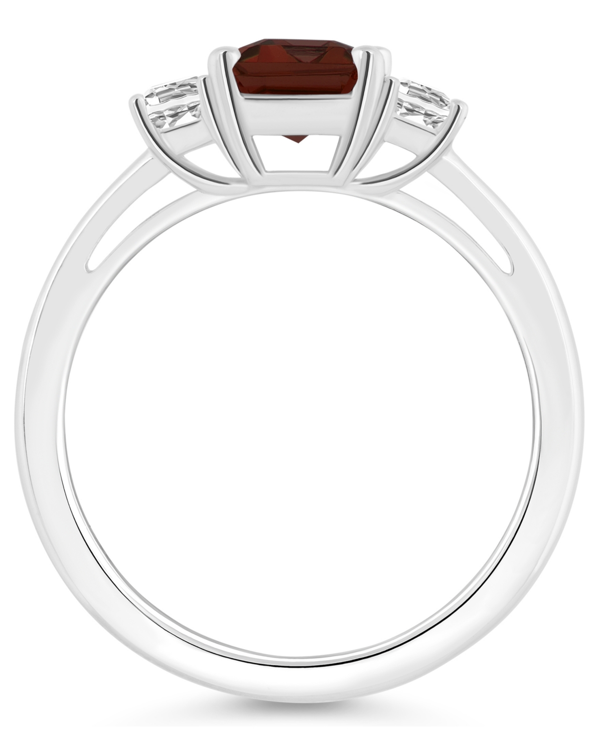 Macy's Women's(1-9/10 ct.t.w.) and White Topaz (3/4 ct.t.w.) 3-Stone Ring in Sterling Silver - Garnet