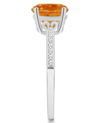 Women's Citrine (1-3/4 ct.t.w.) and Diamond (1/10 ct.t.w.) Ring in Sterling Silver