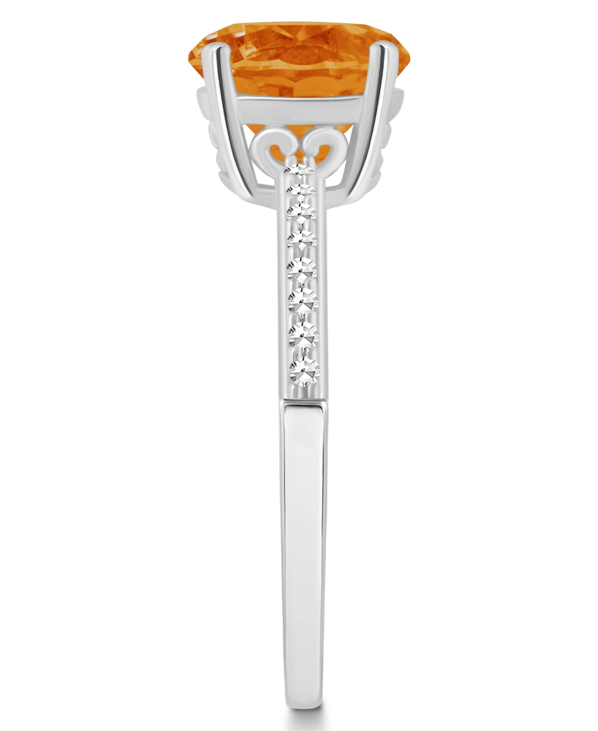 Macy's Women's(1-3/4 ct.t.w.) and Diamond (1/10 ct.t.w.) Ring in Sterling Silver - Citrine
