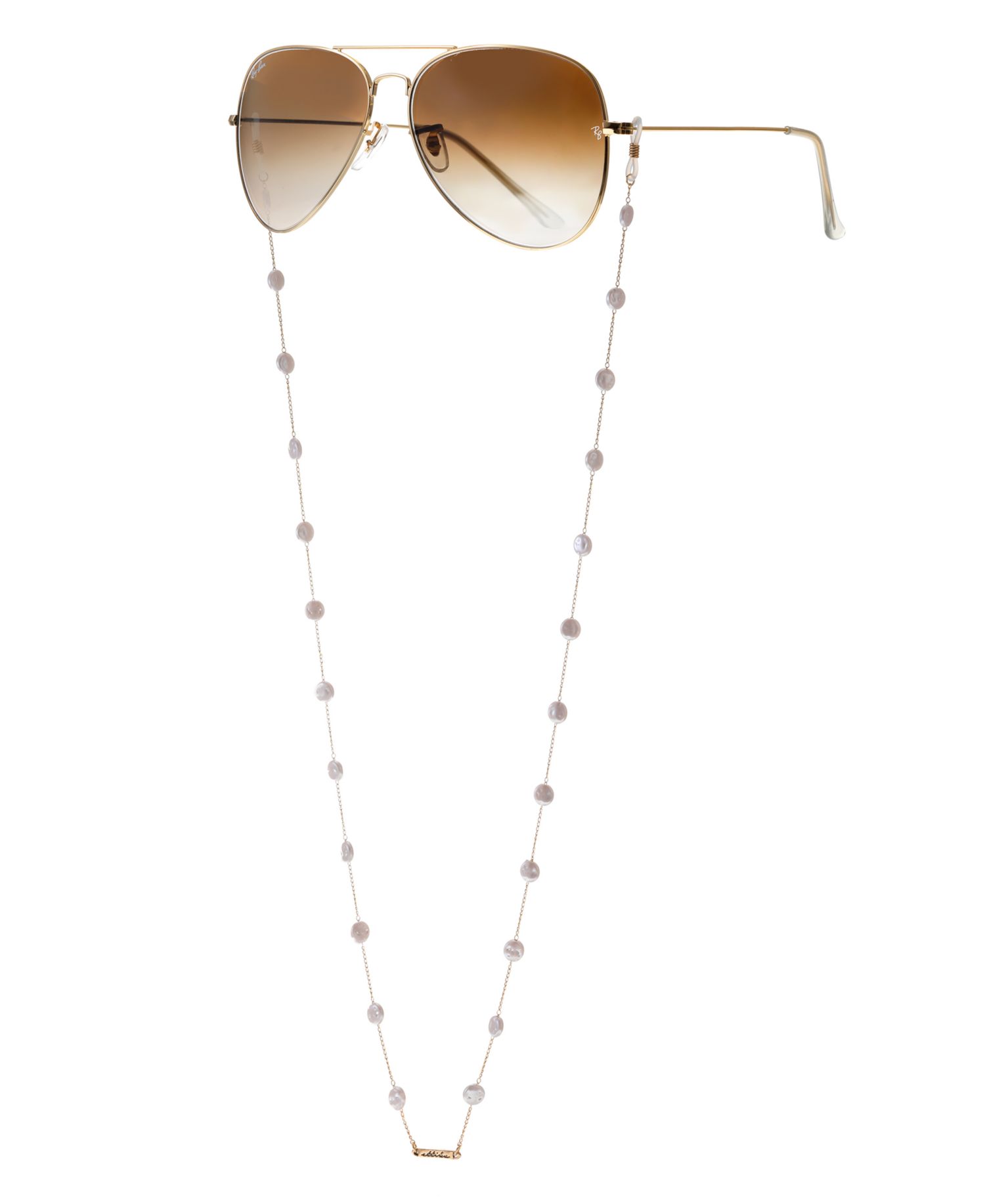 Women's 18k Gold Plated Mermaid Coin Imitation Pearls Glasses Chain