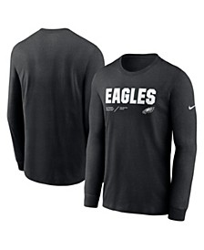 Men's Black Philadelphia Eagles Sideline Infograph Lock Up Performance Long Sleeve T-Shirt