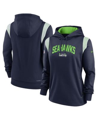 Women's Navy Seattle Seahawks Sideline Stack Performance Pullover Hoodie