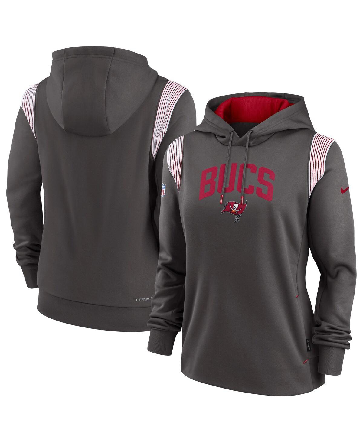 Nike Women's  Pewter Tampa Bay Buccaneers Sideline Stack Performance Pullover Hoodie In Pewter