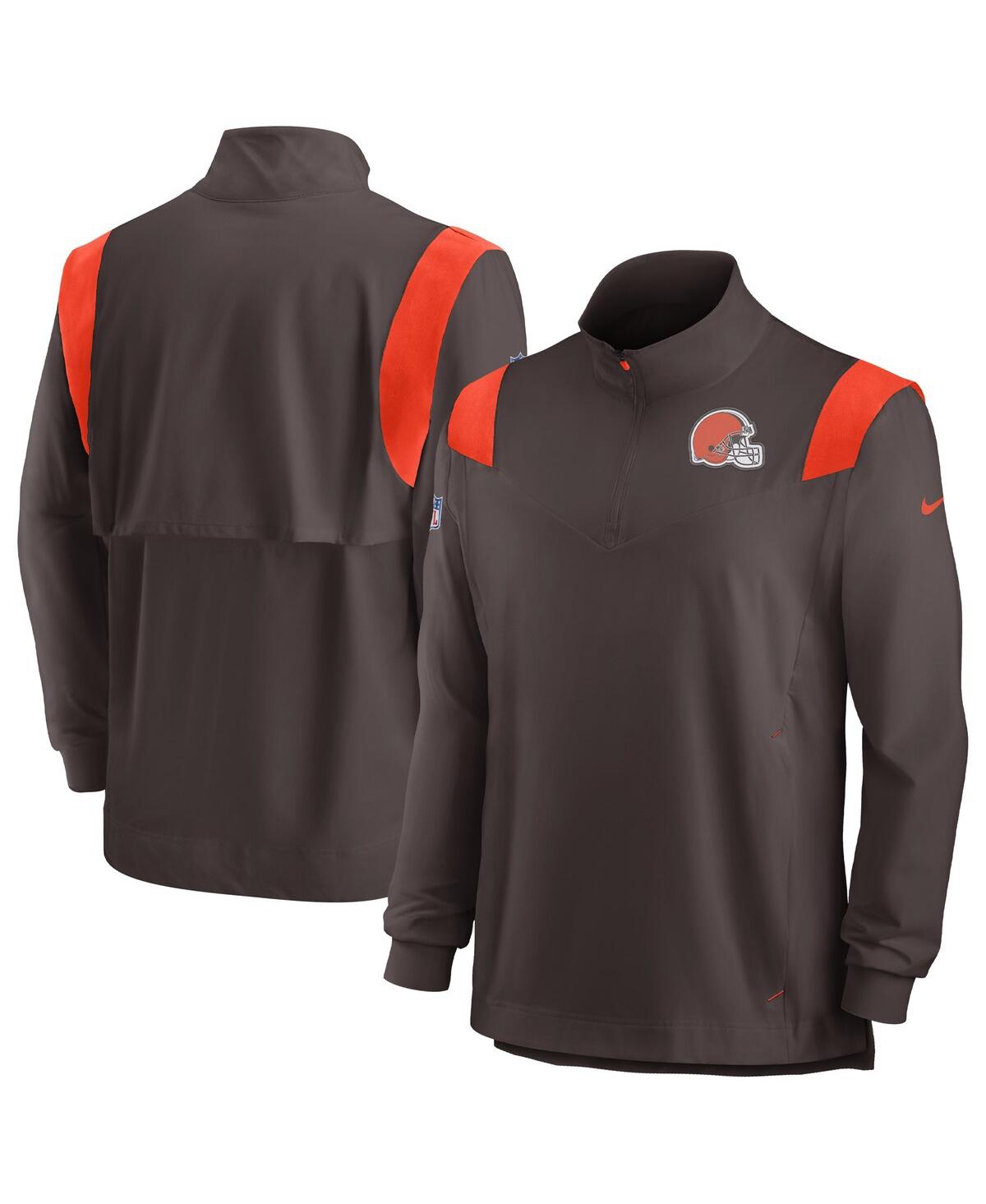 Shop Nike Men's  Brown Cleveland Browns Sideline Coach Chevron Lockup Quarter-zip Long Sleeve Top