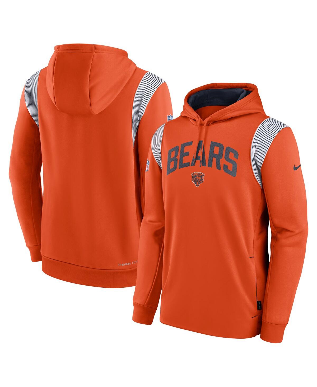 Shop Nike Men's  Orange Chicago Bears Sideline Athletic Stack Performance Pullover Hoodie