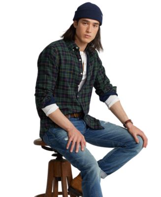 Ralph Lauren Men's Classic Fit Plaid Double Faced Shirt Red Size Small