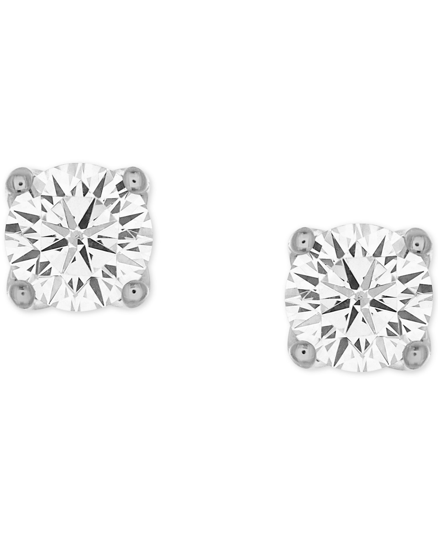 Certified Diamond Stud Earrings (1 ct. t.w.) in 14k White Gold featuring diamonds with the De Beers Code of Origin
