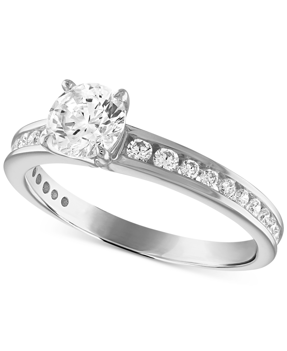 Certified Diamond Channel-Set Engagement Ring (1 ct. t.w.) in 14k White Gold featuring diamonds with the De Beers Code of Origin, Created for