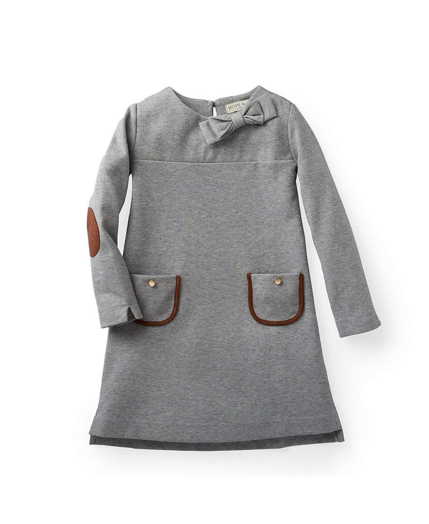Платье Hope & Henry Quilted Ponte Riding Dress для девочек-малышей, цвет: Серый меланжевый — фото 1