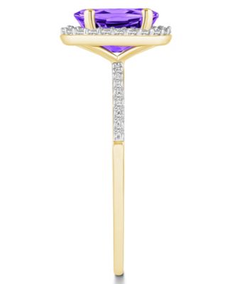 Amethyst (1-1/5 ct. t.w.) and Lab Grown Sapphire (1/5 ct. t.w.) Halo Ring in 10K Yellow Gold