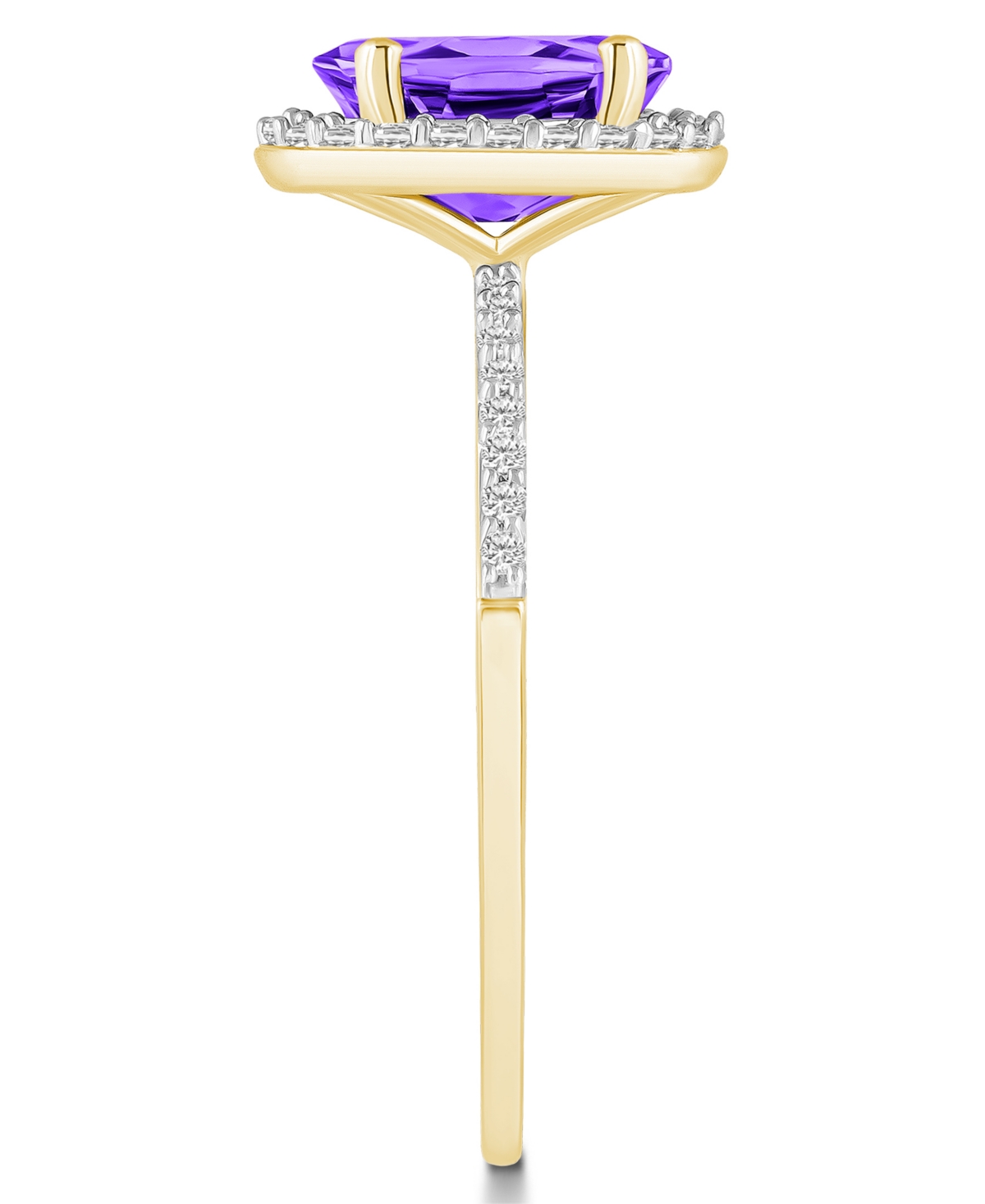Macy's(1-1/5 ct. t.w.) and Lab Grown Sapphire (1/5 ct. t.w.) Halo Ring in 10K Yellow Gold - Amethyst
