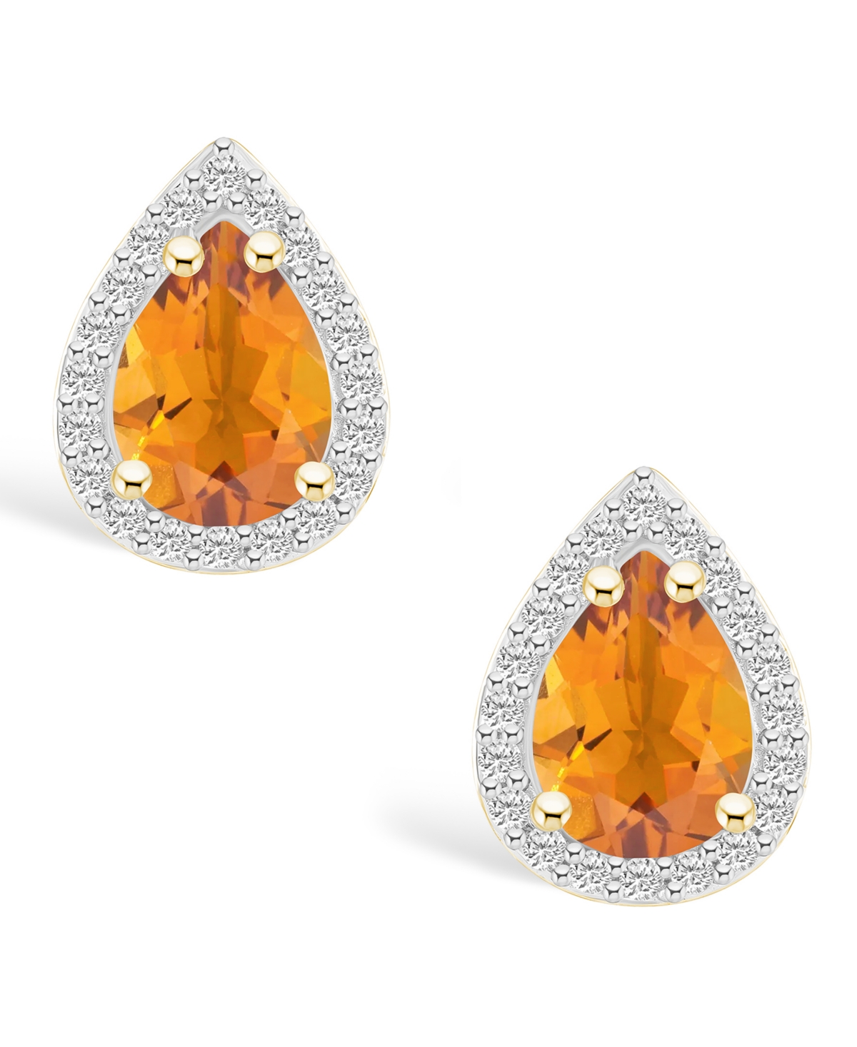 Citrine (1-1/3 ct. t.w.) and Lab Grown Sapphire (1/5 ct. t.w.) Halo Studs in 10K Yellow Gold