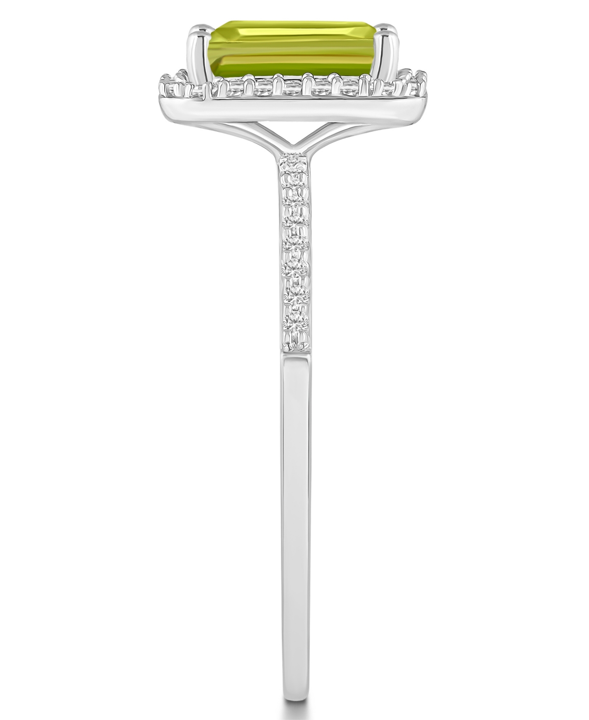 (1-2/3 ct. t.w.) and Lab-Grown Sapphire (1/4 ct. t.w.) Halo Ring in 10K White Gold - Peridot