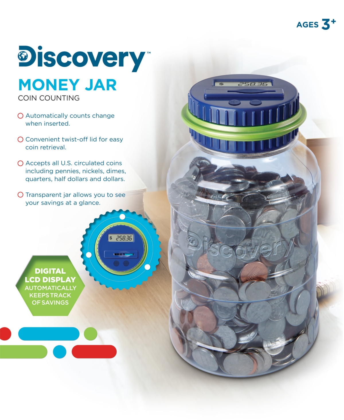 Discovery Digital Coin-counting Money Jar With Lcd Screen In Open Miscellaneous