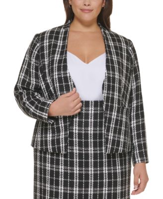 Calvin Klein Plus Size Collarless Open-Front Jacket