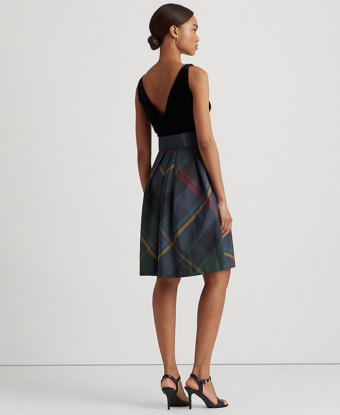 Lauren Ralph Lauren Women's Plaid VelvetTaffeta Cocktail Dress Macy's