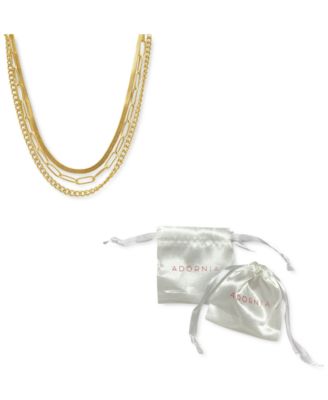 Curb Chain, Paper Clip Chain, and Herringbone Chain Necklace Set