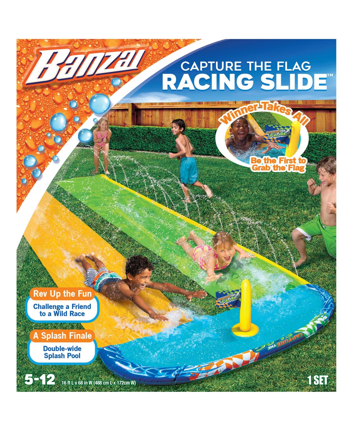 Banzai 16' L Capture The Flag Racing Water Slide In Multi