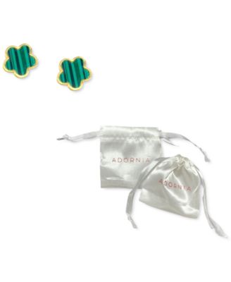 Green Mother Of Pearl Clover Stud Earrings