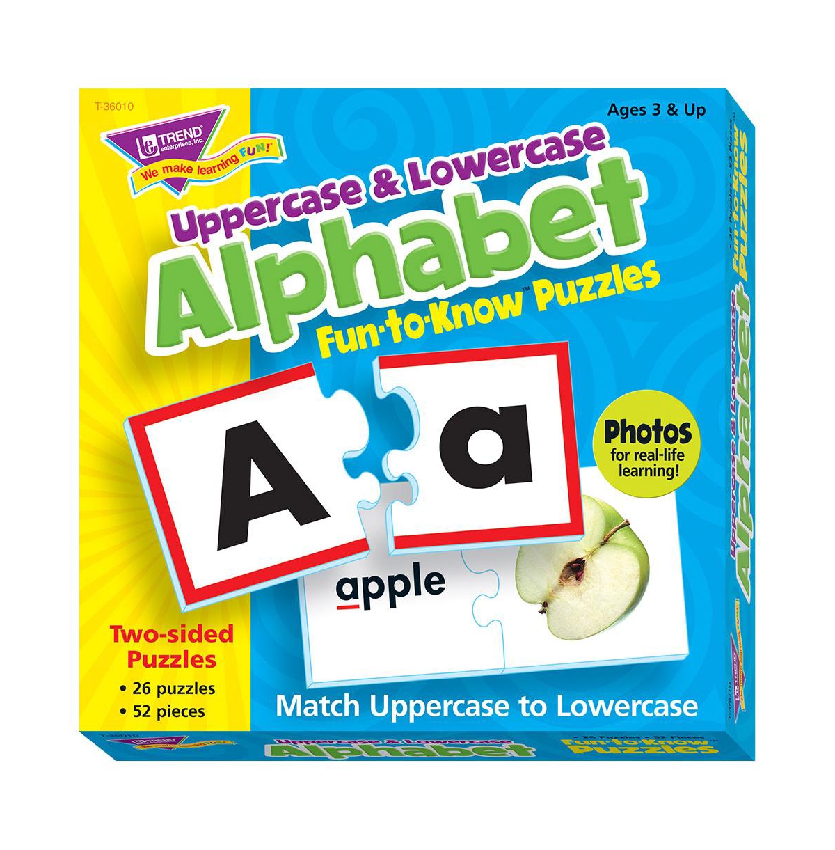 Trend Enterprises Kids' Fun-to-know Puzzles Uppercase Lowercase Alphabet Set, 26 Piece In Multi