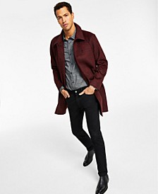 Men's Straight-Fit Twill Pants, Foulard-Print Button-Down Shirt & Balmacaan Plaid-Pattern Top Coat, Created for Macy's