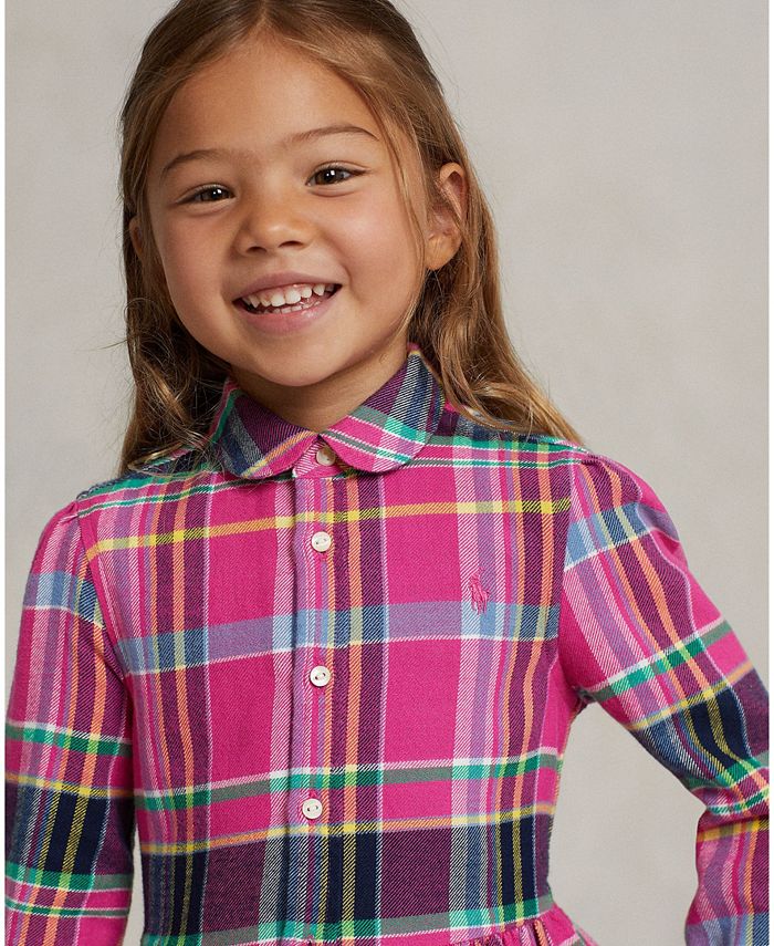 Polo Ralph Lauren Little Girls Plaid Twill Shirt Dress - Macy's