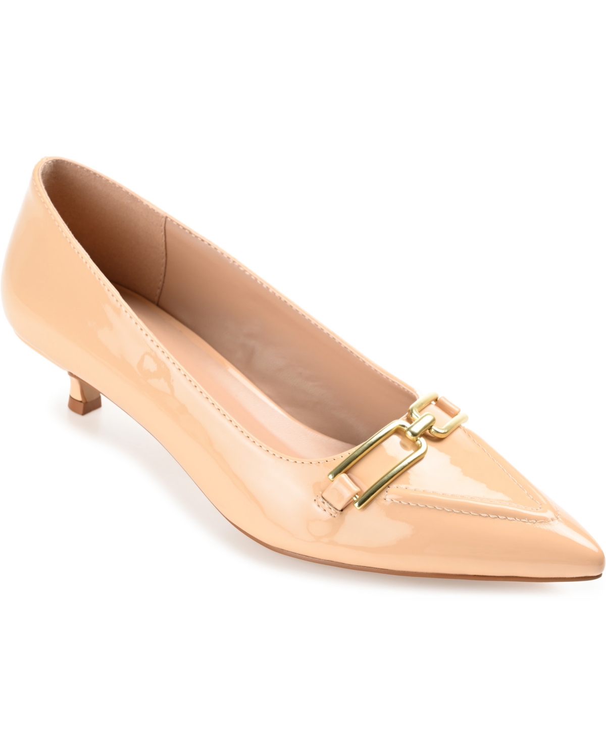 Journee Collection Rumi Metal Bit Kitten Heel Pump In Nude