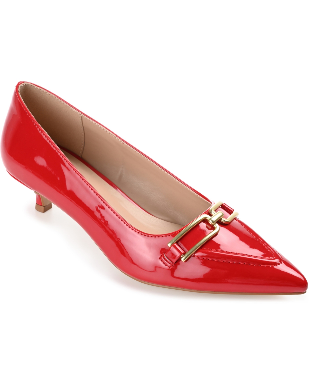 Journee Collection Women's Rumi Pointed Toe Kitten Heel Pumps In Red