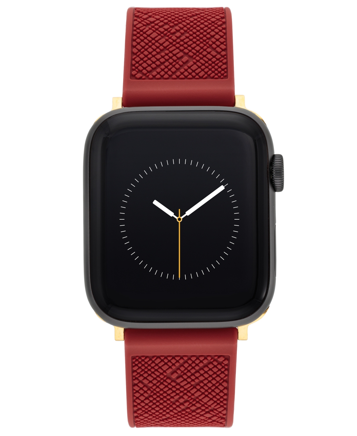 Anne Klein Women'sTextured Silicone Band designed for Apple Watch 42mm (Series 1-3 only) & 44/45/46/49mm (Ultra & Ultra 2) - Red, Gold-Tone